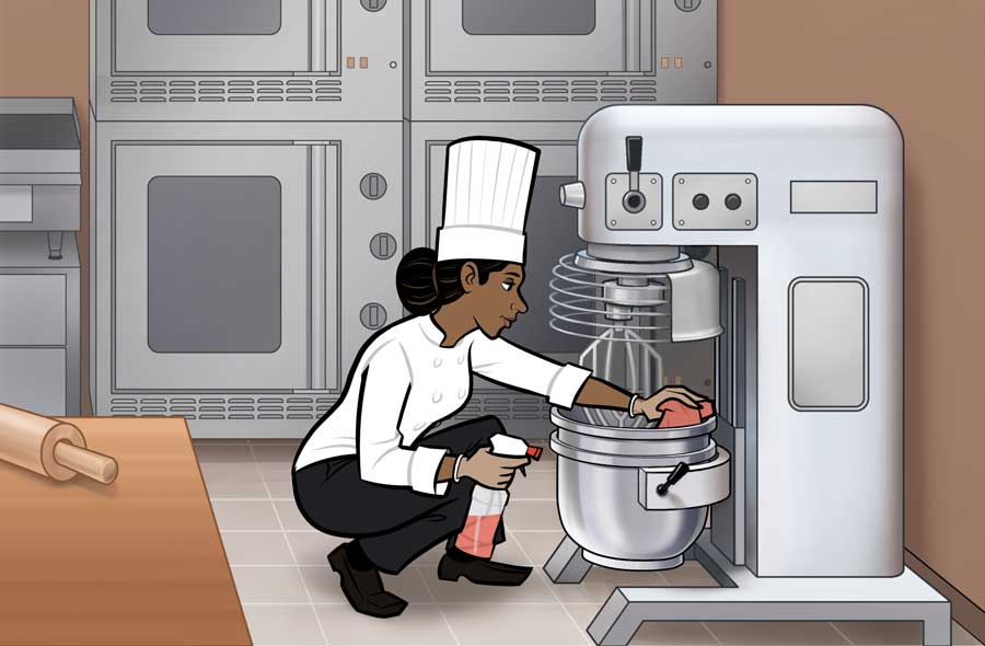 Safe food handling during proper cleaning of cooking equipment