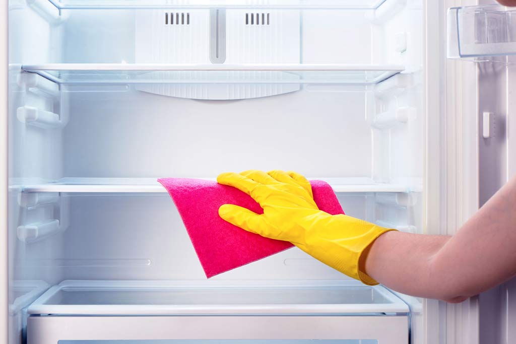 Safe food handling during proper cleaning of refrigeration coils